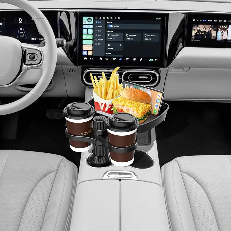 Multifunctional 360° Adjustable Car Snack Tray with Dual Cup Holder Prily