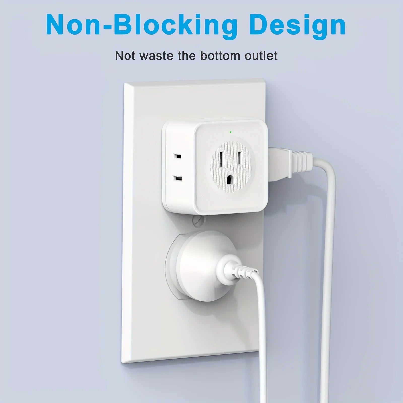 Non-Blocking Design US Plug 5 Way Multi Outlet Extender (2pc set) Prily