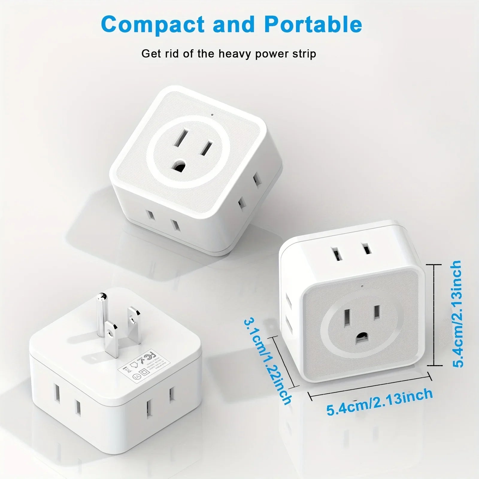 Non-Blocking Design US Plug 5 Way Multi Outlet Extender (2pc set) Prily