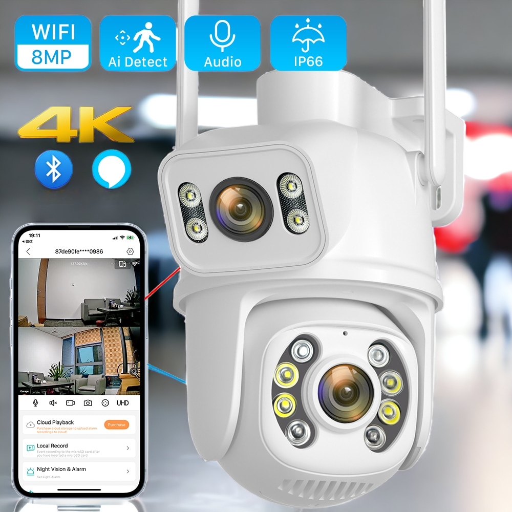 PTZ 4K HD Dual Lens/ Dual Screen Wifi Ai Smart Camera Prily