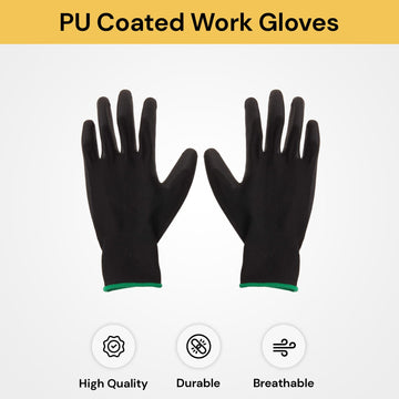 6 Pairs of PU Coated Work Gloves