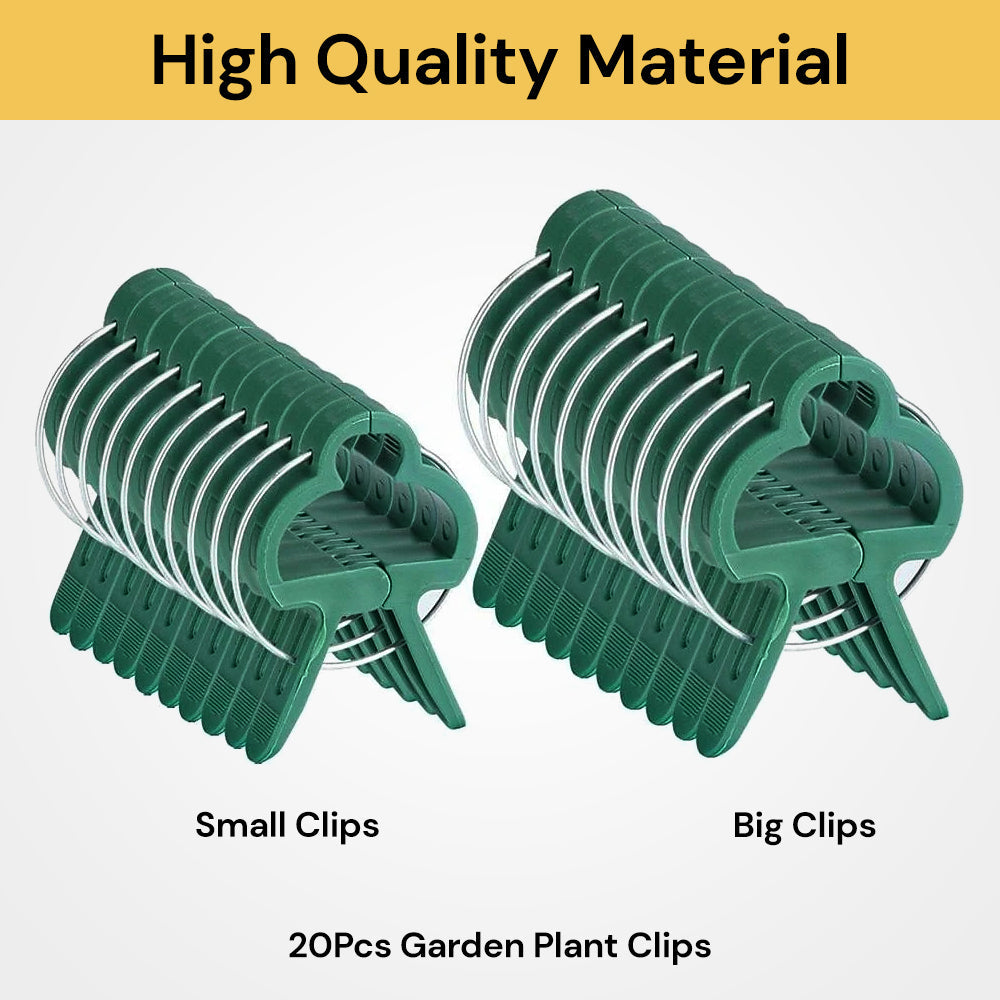 20pcs Garden Plant Clips - Weather-resistant, Green