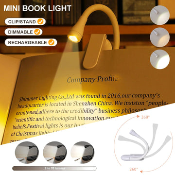 Portable Rechargeable 360° Wide Illumination Clip-On LED Reading Lamp Prily