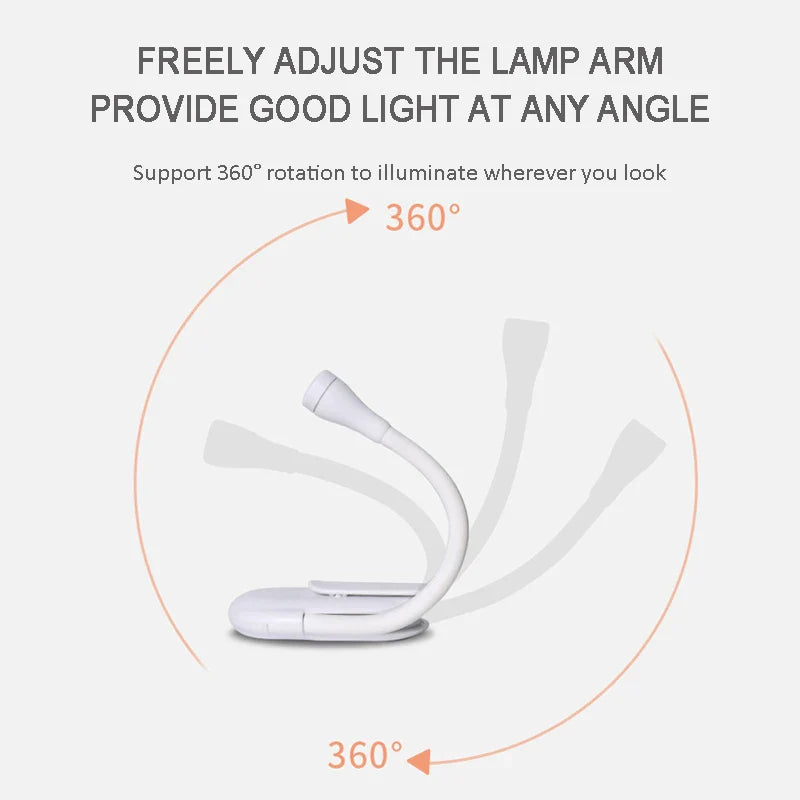 Portable Rechargeable 360° Wide Illumination Clip-On LED Reading Lamp Prily