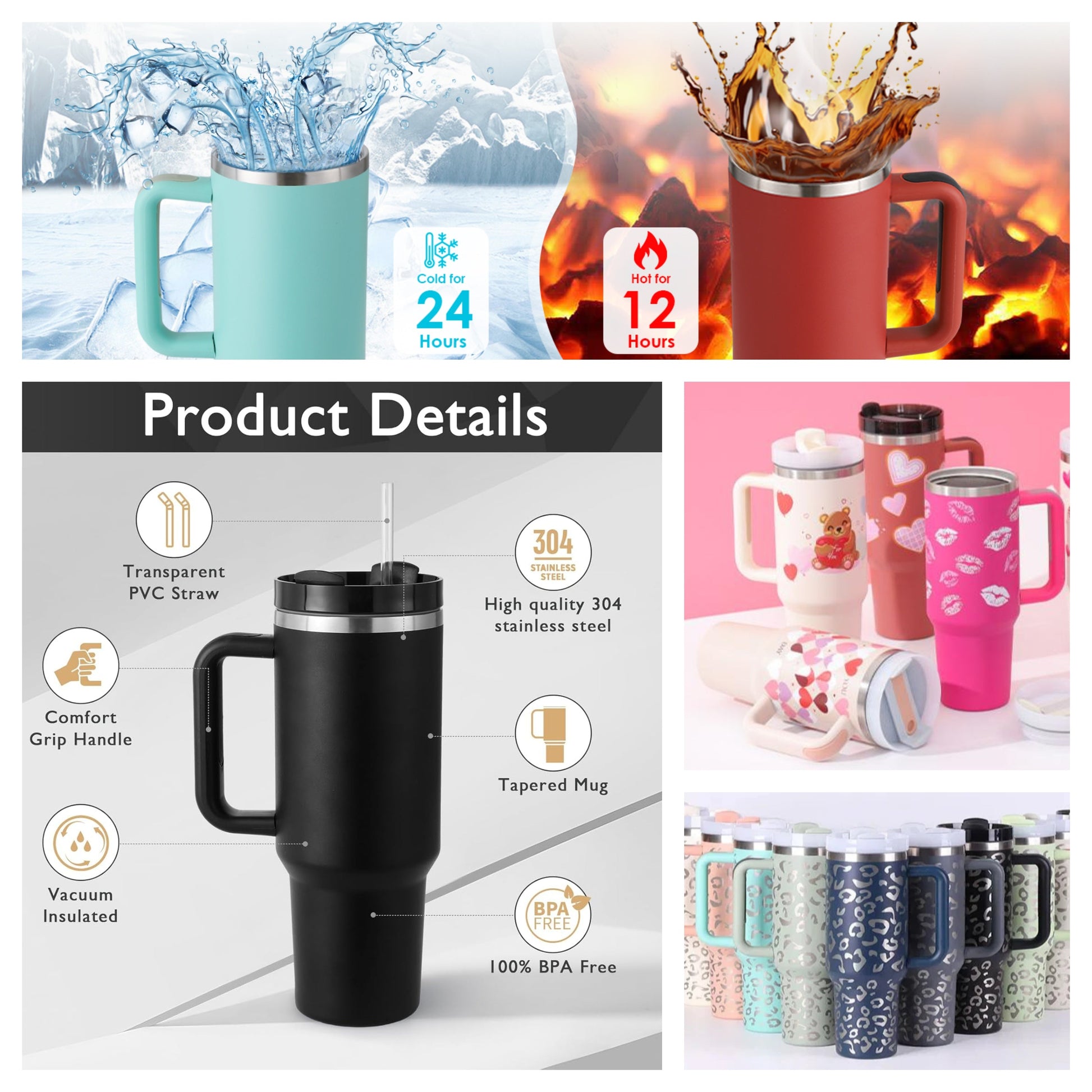 Premium Stainless Steel Spill Proof Double-Wall Vacuum Insulation Designer Tumbler Prily