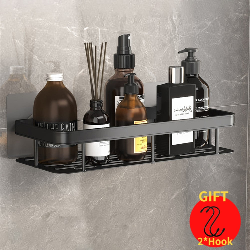 Punch-Free Luxury Aluminum Bathroom Shelves Prily