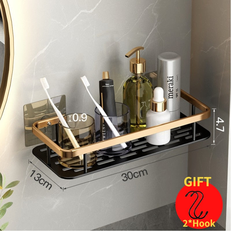 Punch-Free Luxury Aluminum Bathroom Shelves Prily