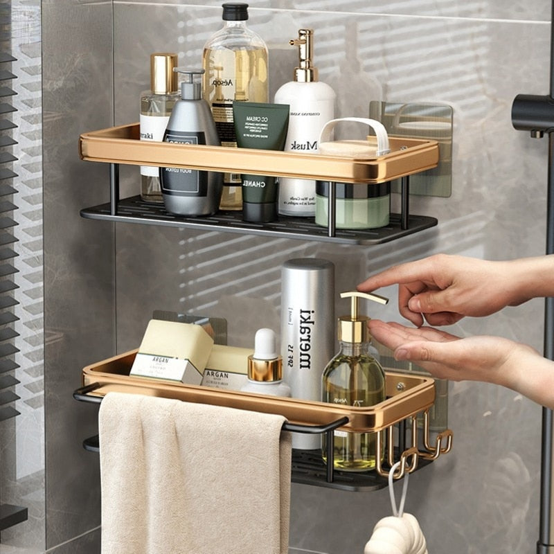 Punch-Free Luxury Aluminum Bathroom Shelves Prily