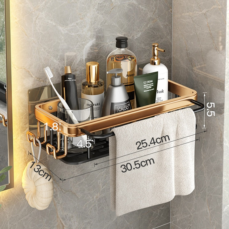 Punch-Free Luxury Aluminum Bathroom Shelves Prily