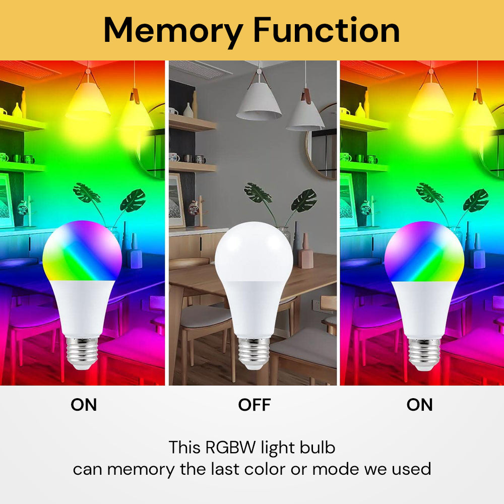 12W LED RGBW Bulb with Remote Control - Color-Changing Light Bulb - White