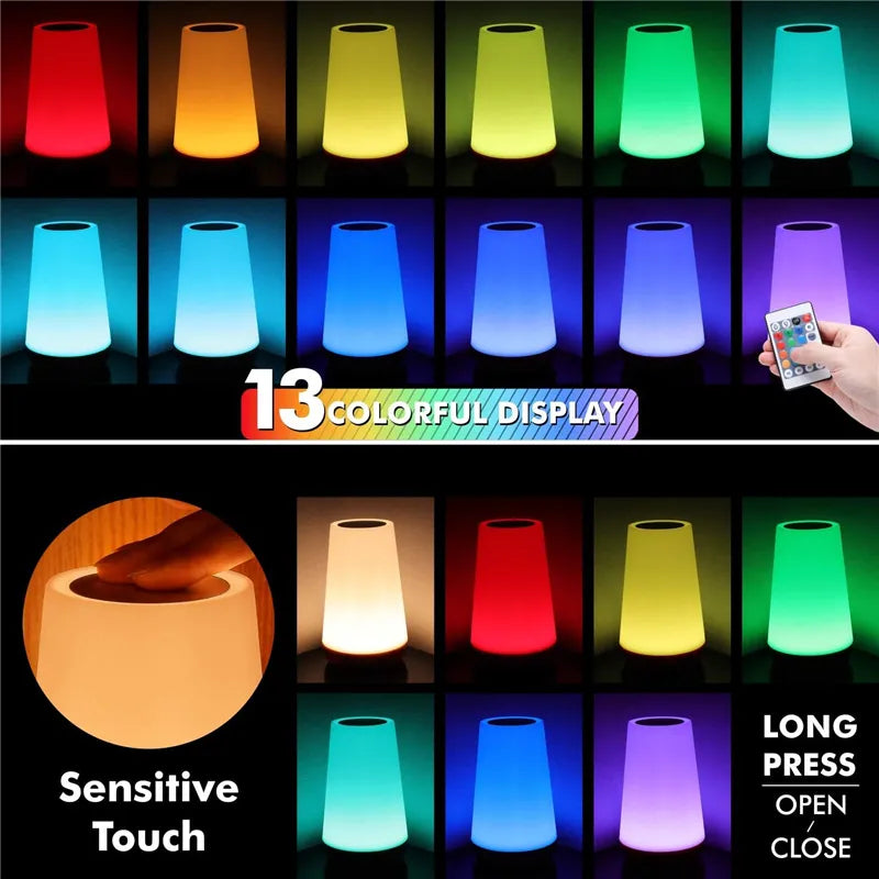 Rechargeable 13 Colors Remote / Touch Dimmable Bedside Light Prily