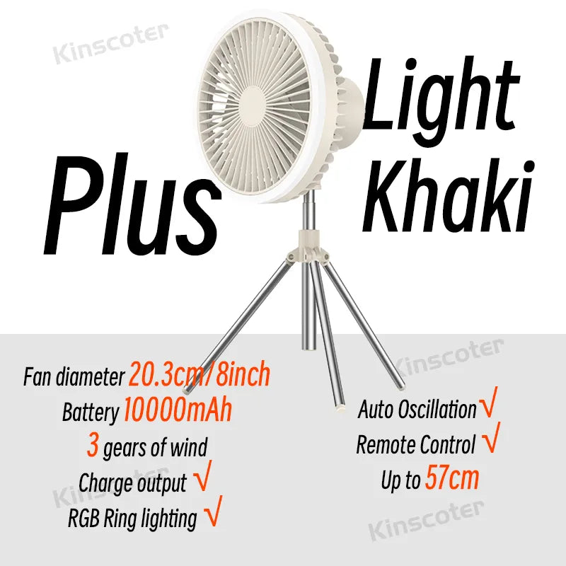 Rechargeable Powerful Desk Fan with Power Bank and LED Lighting Prily