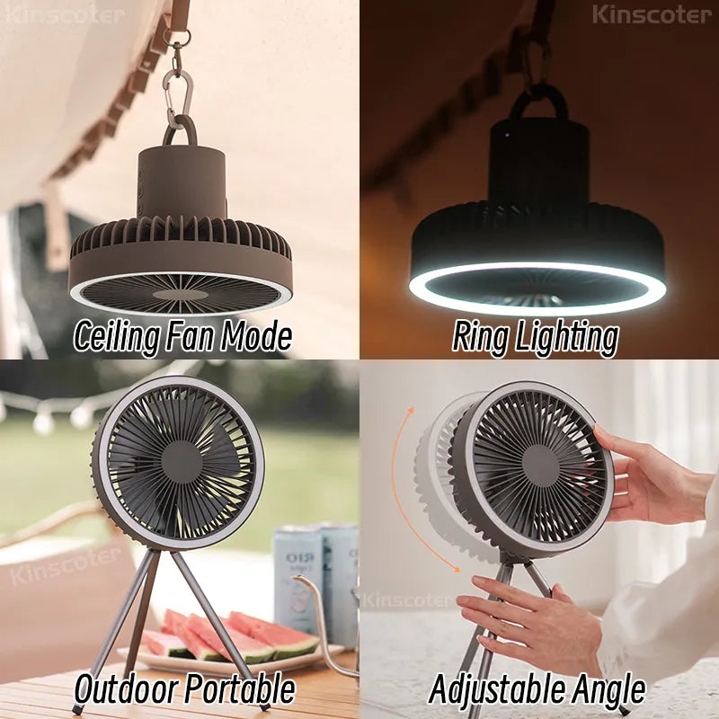 Rechargeable Powerful Desk Fan with Power Bank and LED Lighting Prily