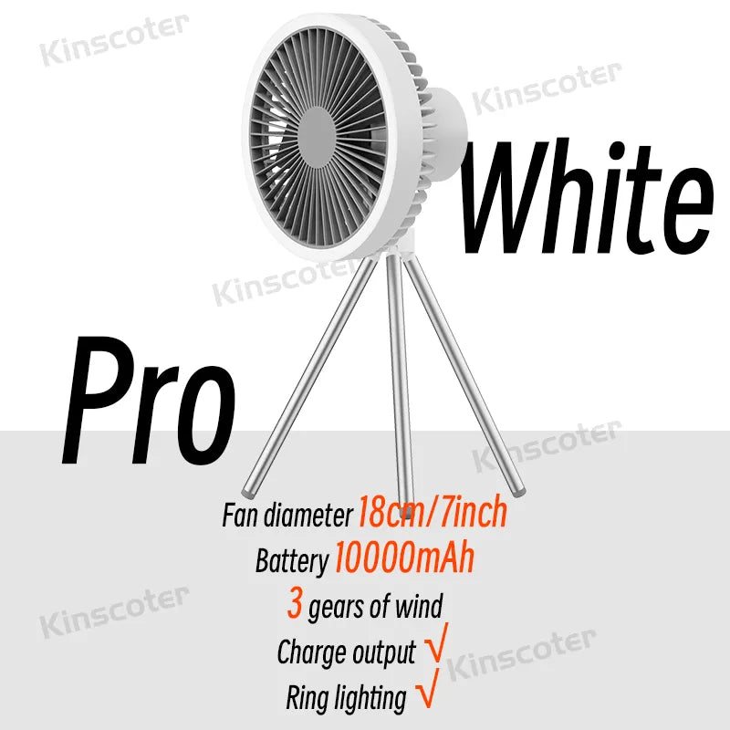 Rechargeable Powerful Desk Fan with Power Bank and LED Lighting Prily