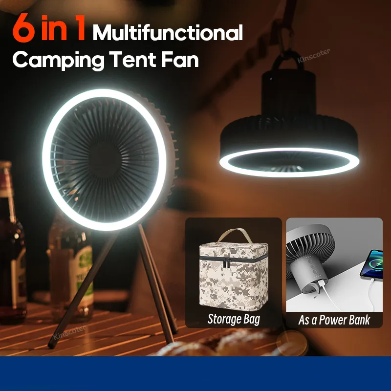 Rechargeable Powerful Desk Fan with Power Bank and LED Lighting Prily