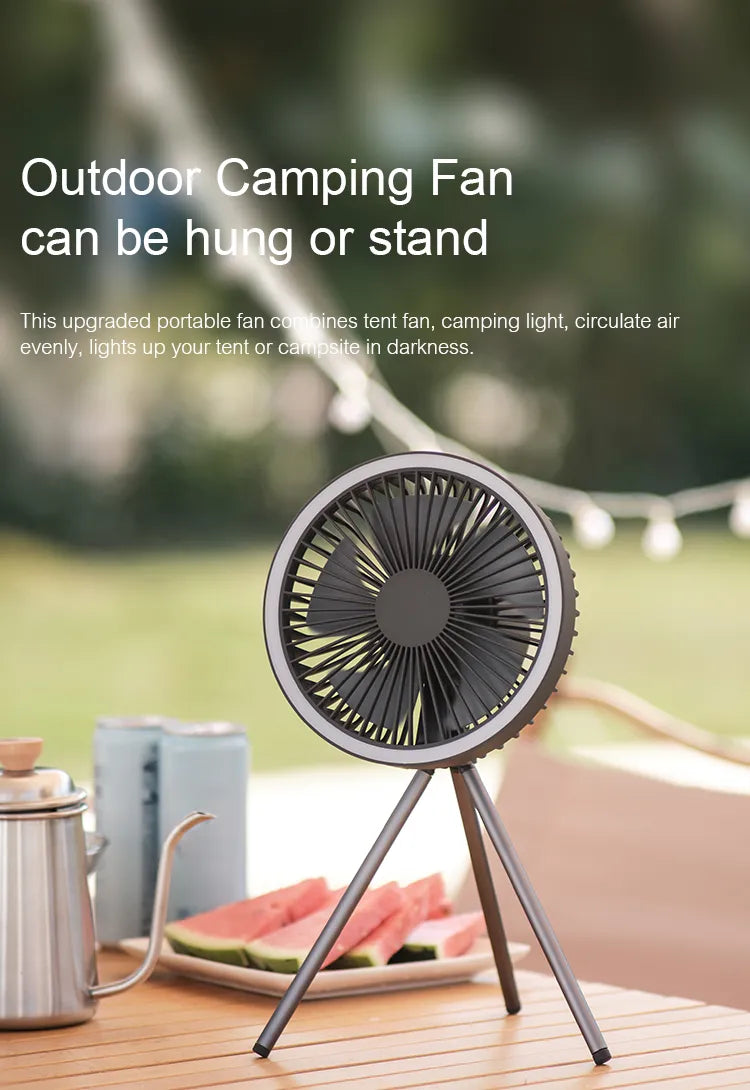 Rechargeable Powerful Desk Fan with Power Bank and LED Lighting Prily