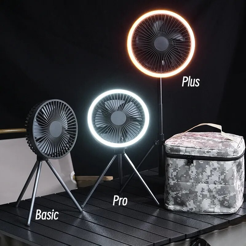 Rechargeable Powerful Desk Fan with Power Bank and LED Lighting Prily