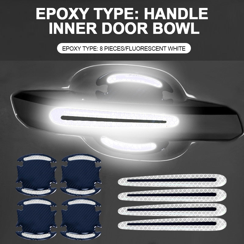 Reflective Car Door Handle Protection 3D Sticker (8 Pcs) Prily