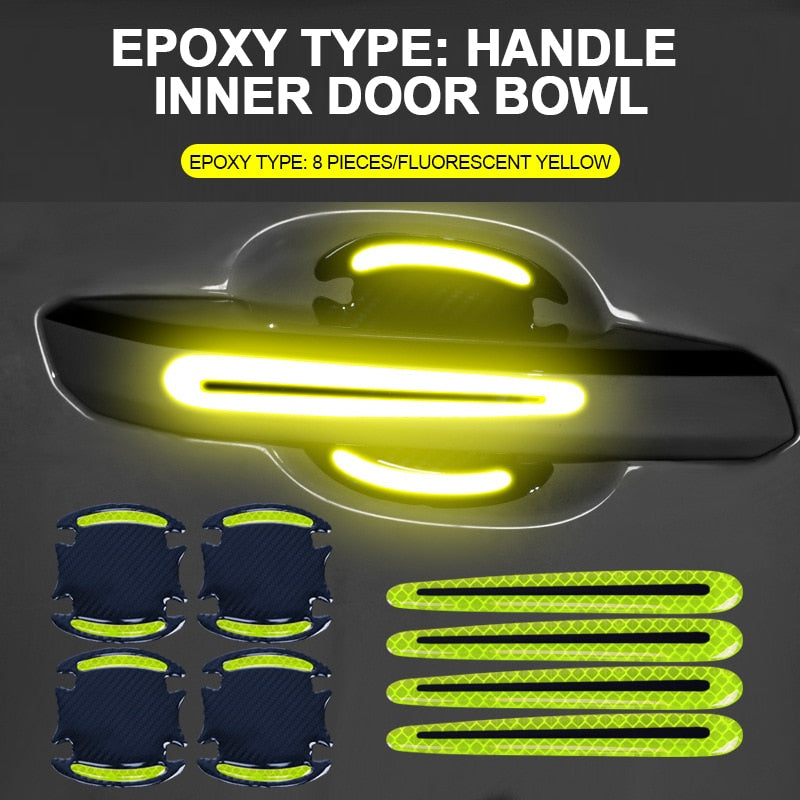 Reflective Car Door Handle Protection 3D Sticker (8 Pcs) Prily