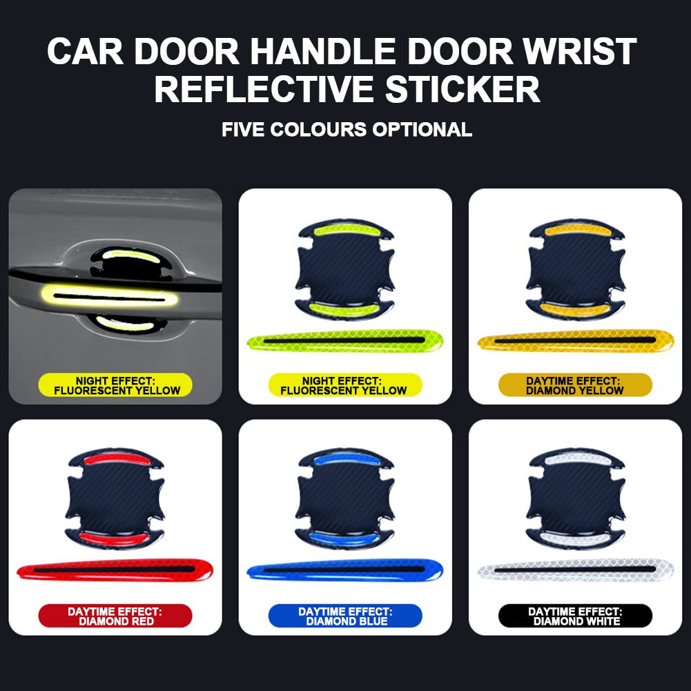 Reflective Car Door Handle Protection 3D Sticker (8 Pcs) Prily