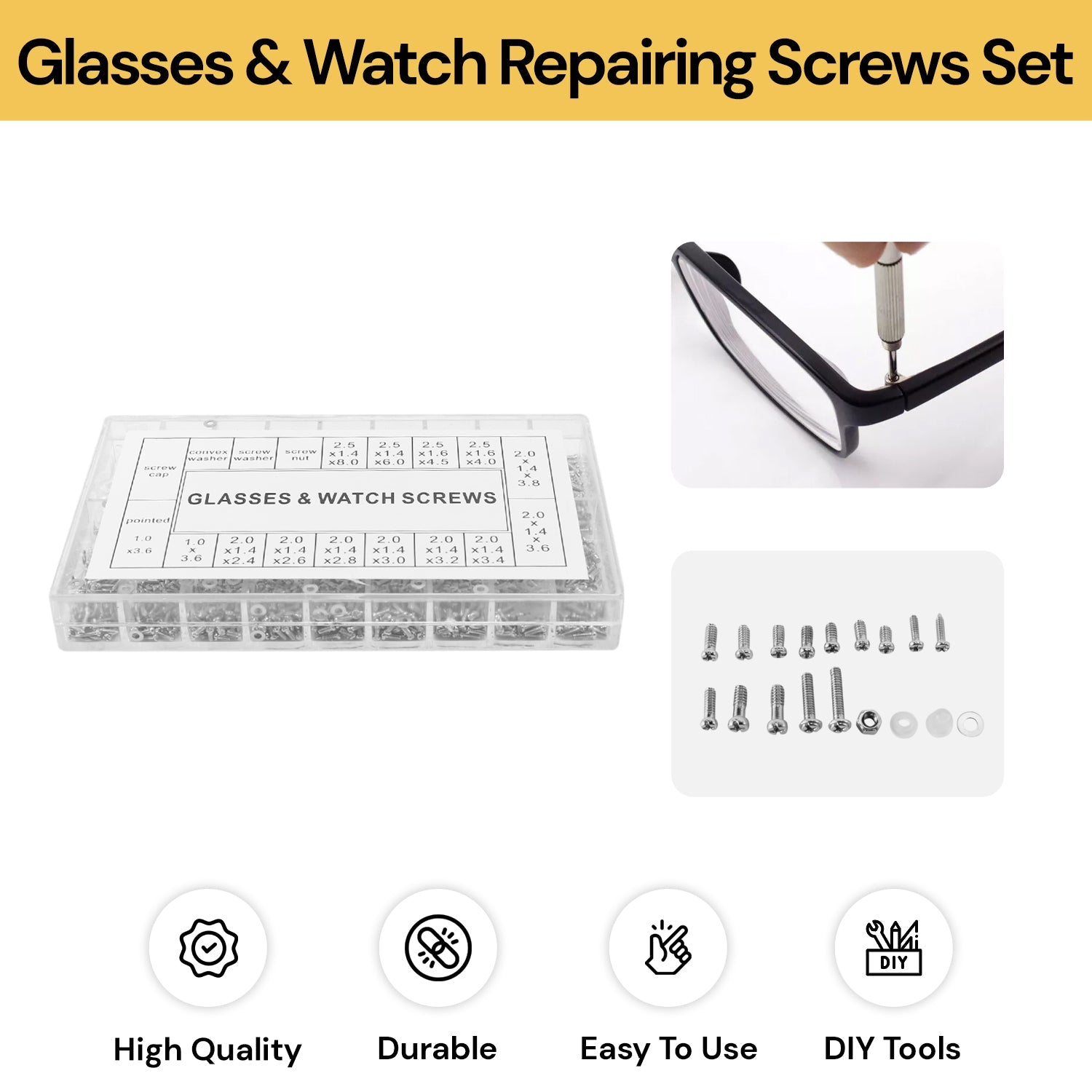 1000PCs Glasses And Watch Repairing Screws Set