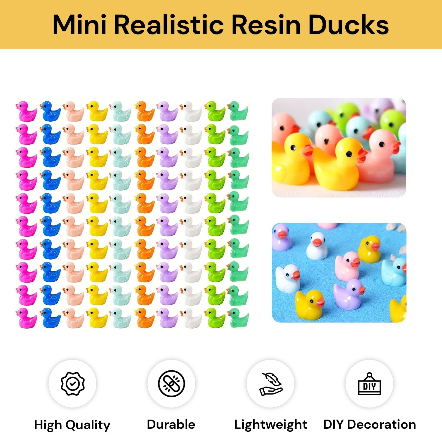 100PCs Mini Realistic Resin Ducks