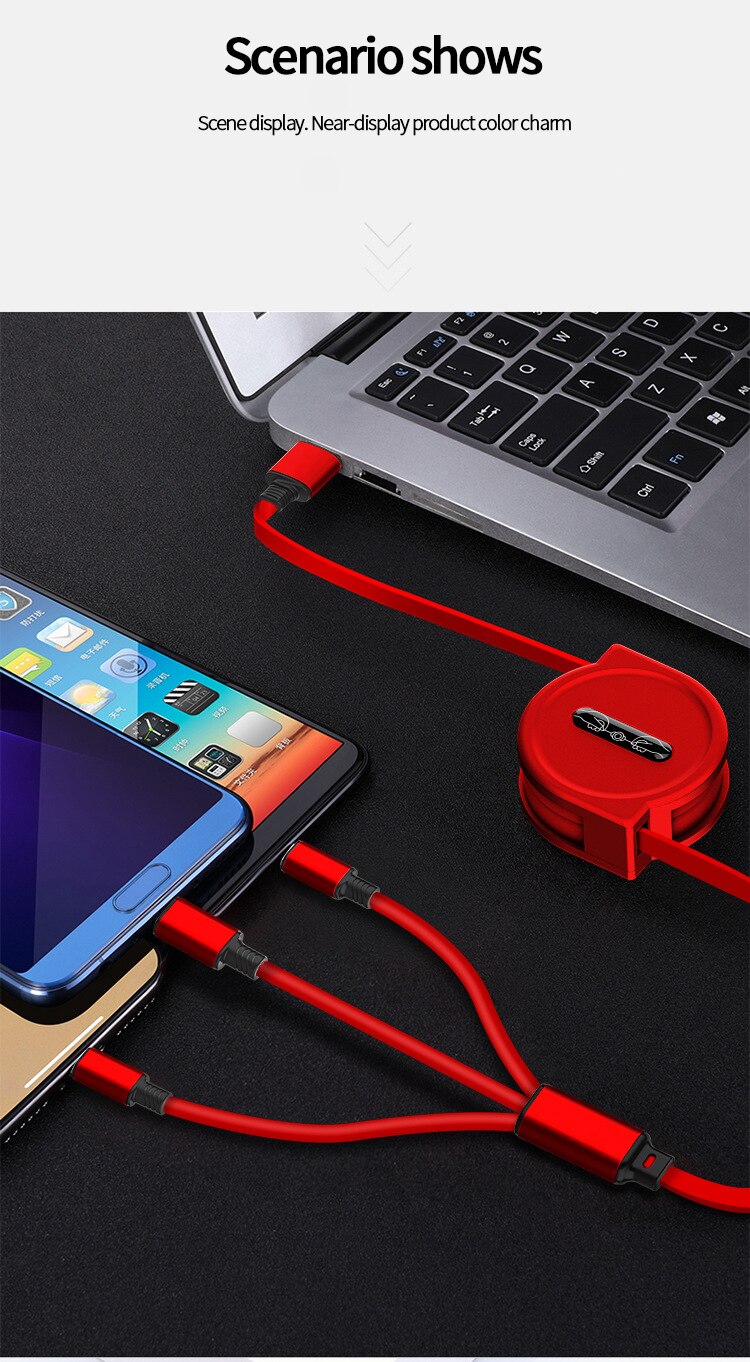 Retractable 3 In 1 USB Portable Charging Cable Prily