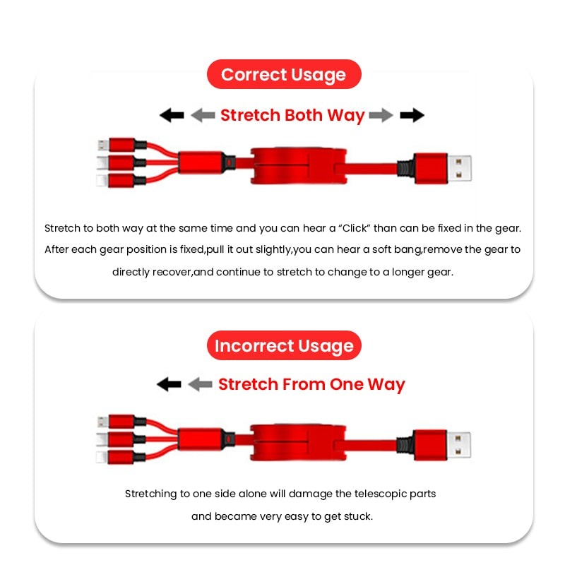 Retractable 3 In 1 USB Portable Charging Cable Prily