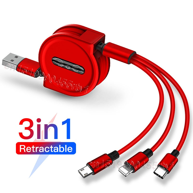 Retractable 3 In 1 USB Portable Charging Cable Prily