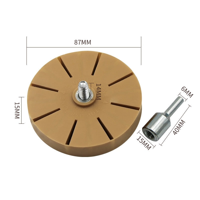 Rubber Wheel Sticker Remover (Drill Connector) Prily