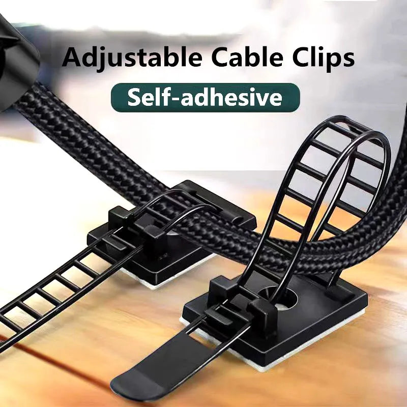 Self-Adhesive Adjustable Cable Ties Organizer (10 pcs) Prily