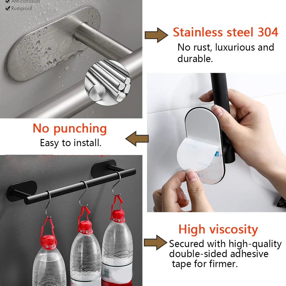 Self-Adhesive (drill-free) Modern-Design Chrome Steel Bathroom Accessories Prily