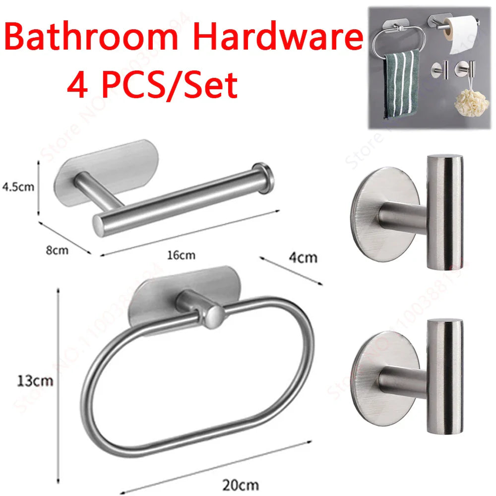 Self-Adhesive (drill-free) Modern-Design Chrome Steel Bathroom Accessories Prily