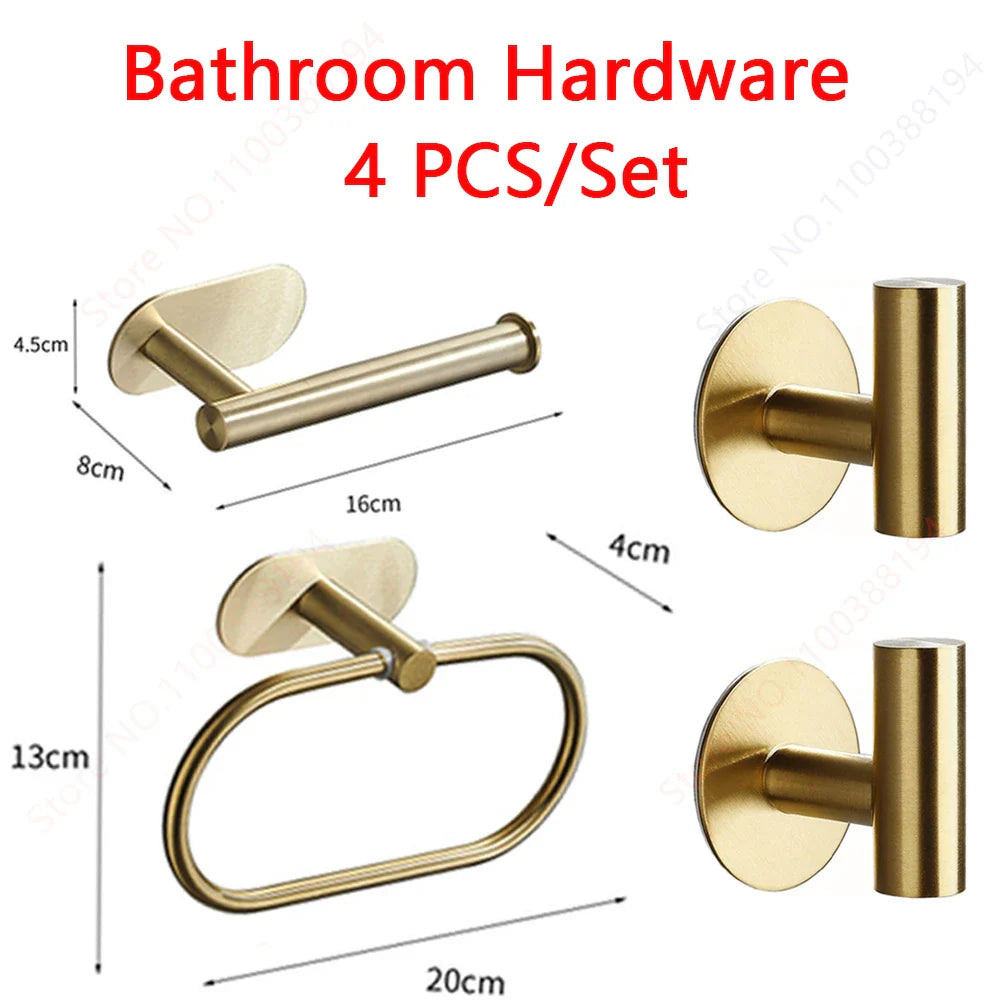 Self-Adhesive (drill-free) Modern-Design Chrome Steel Bathroom Accessories Prily