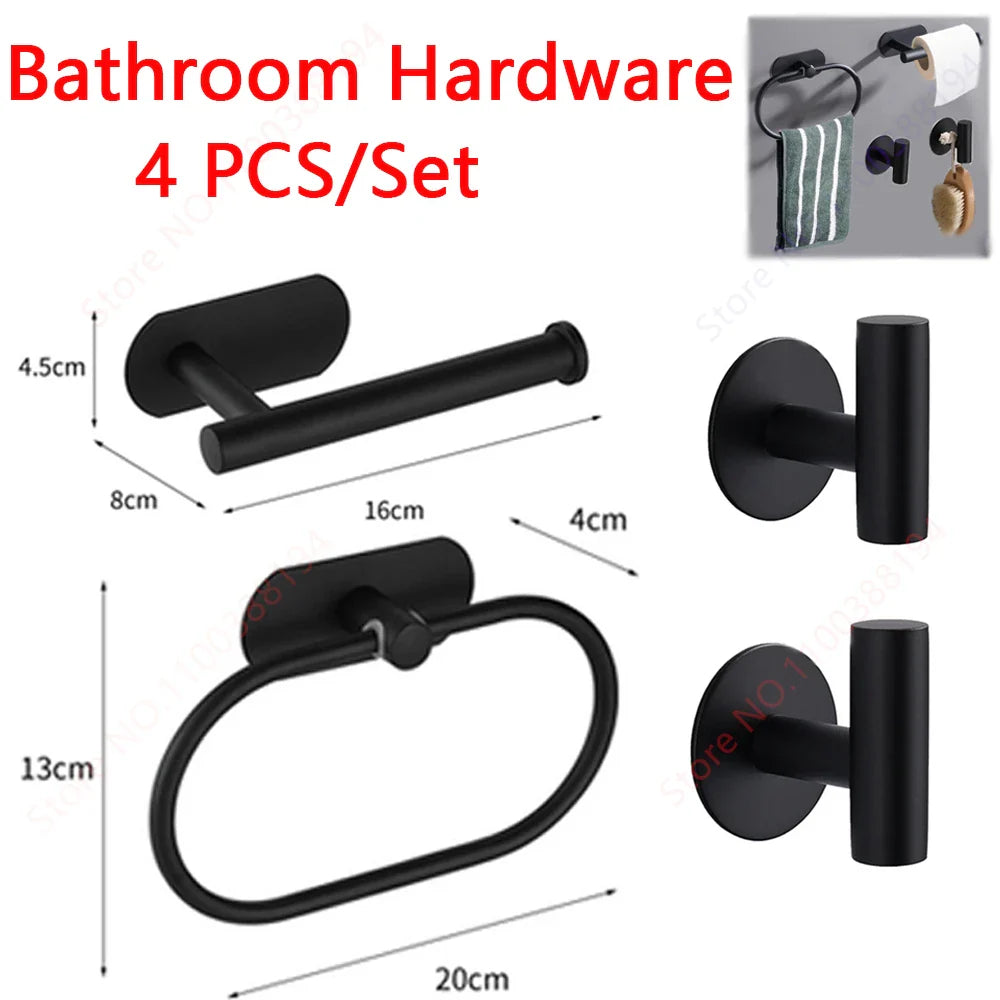 Self-Adhesive (drill-free) Modern-Design Chrome Steel Bathroom Accessories Prily