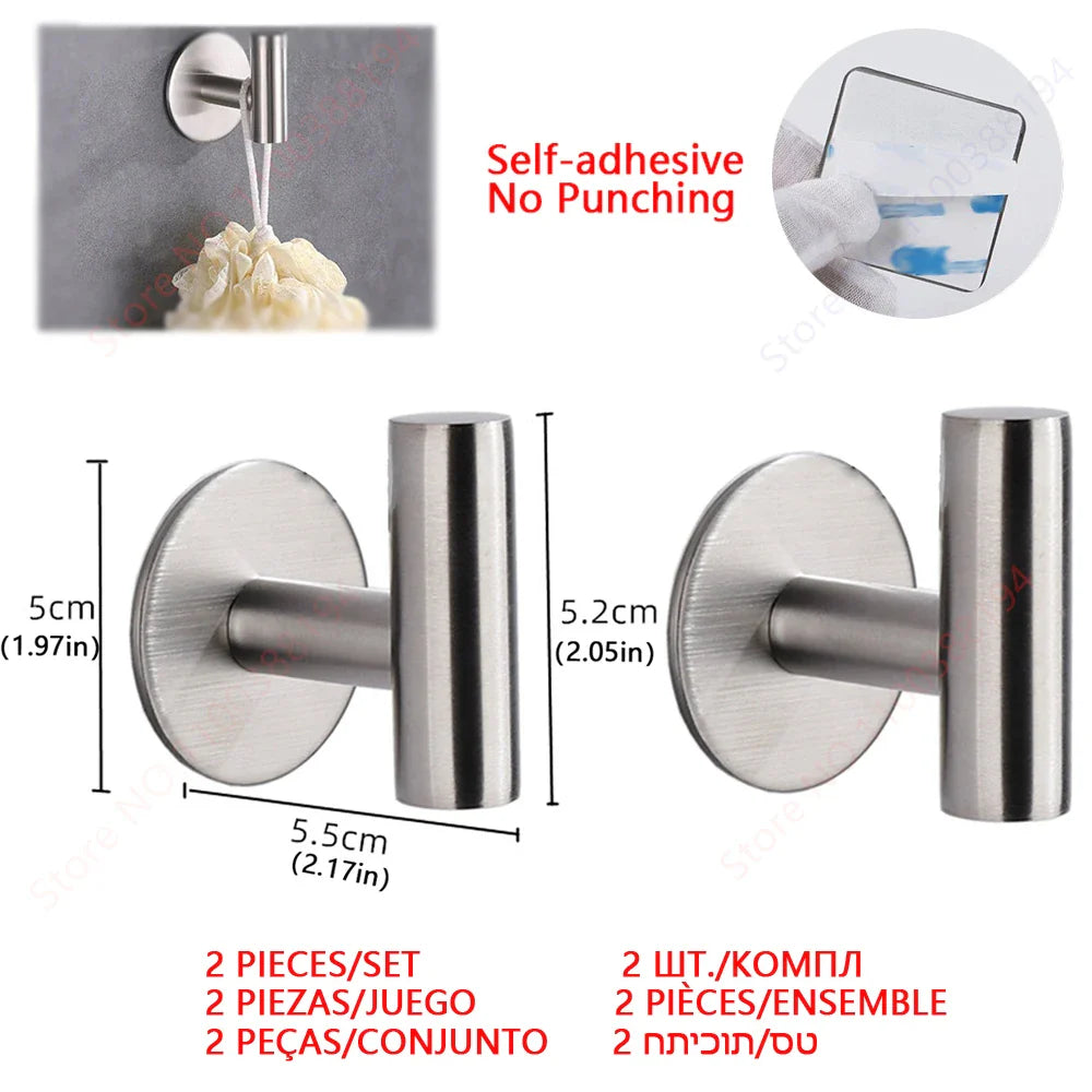 Self-Adhesive (drill-free) Modern-Design Chrome Steel Bathroom Accessories Prily