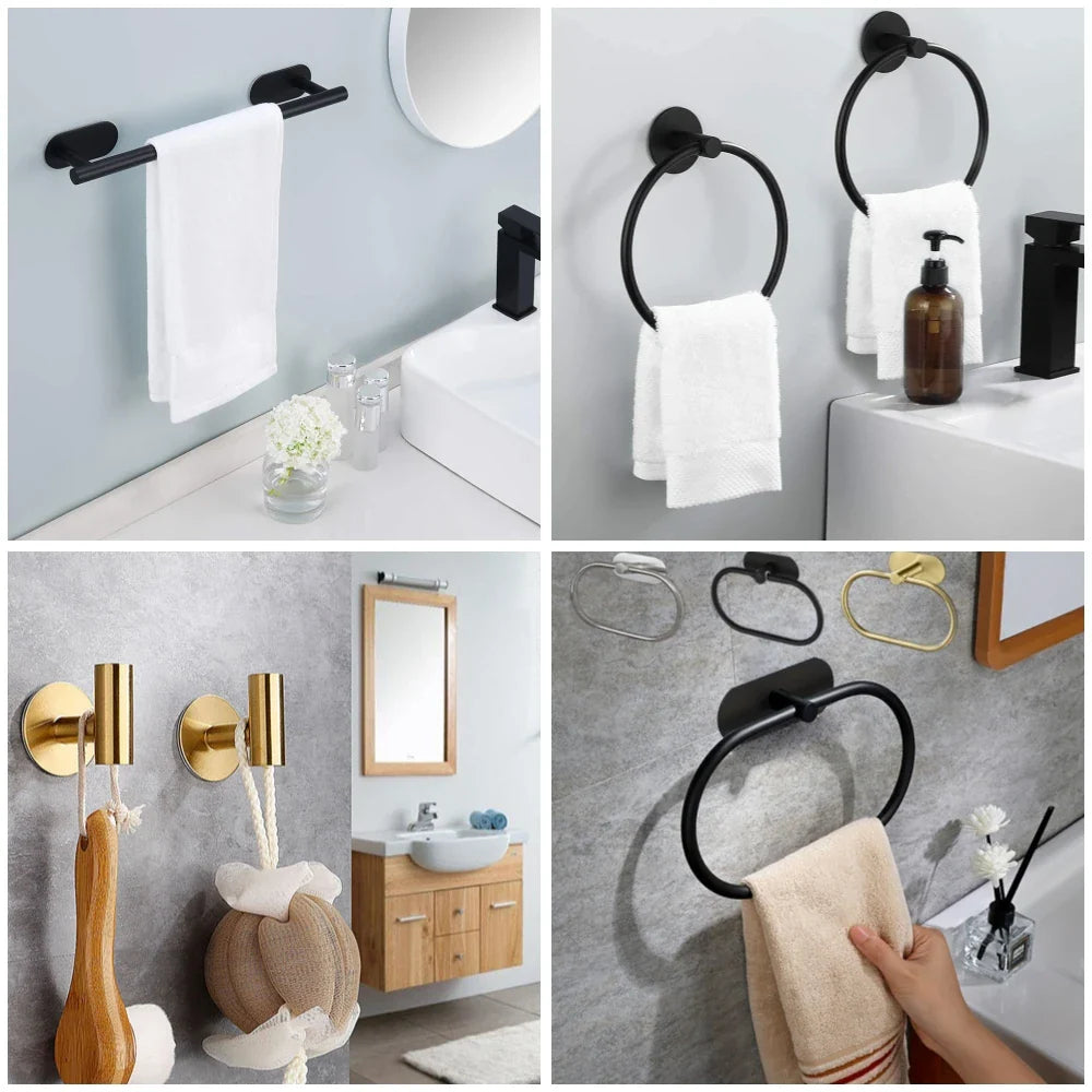 Self-Adhesive (drill-free) Modern-Design Chrome Steel Bathroom Accessories Prily