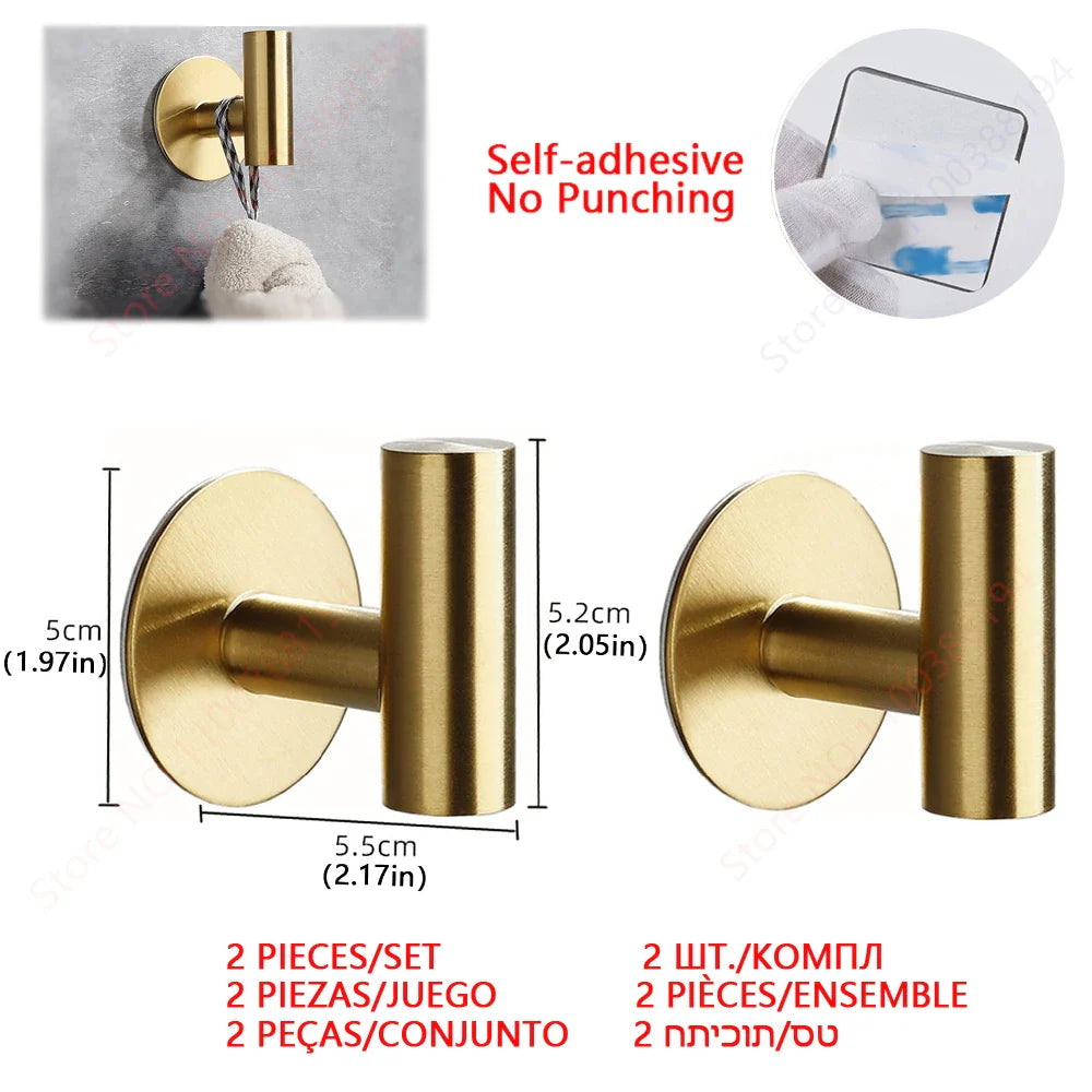 Self-Adhesive (drill-free) Modern-Design Chrome Steel Bathroom Accessories Prily