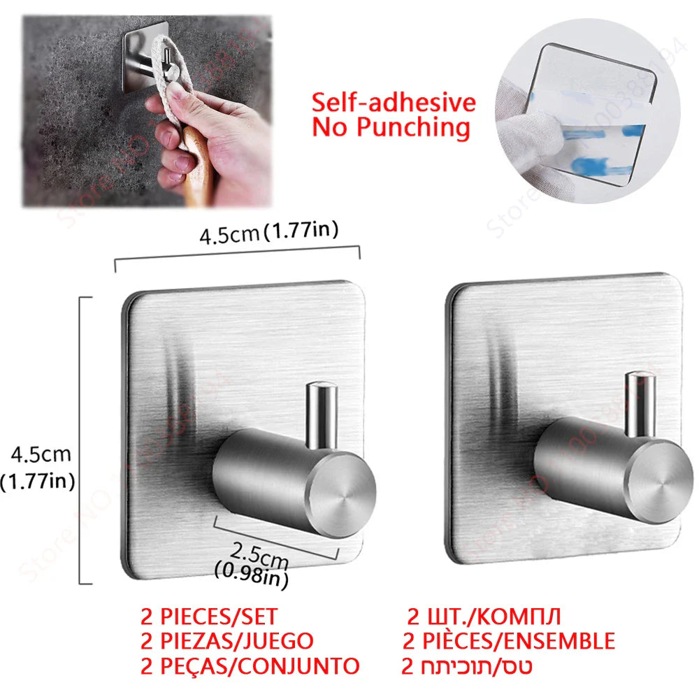 Self-Adhesive (drill-free) Modern-Design Chrome Steel Bathroom Accessories Prily