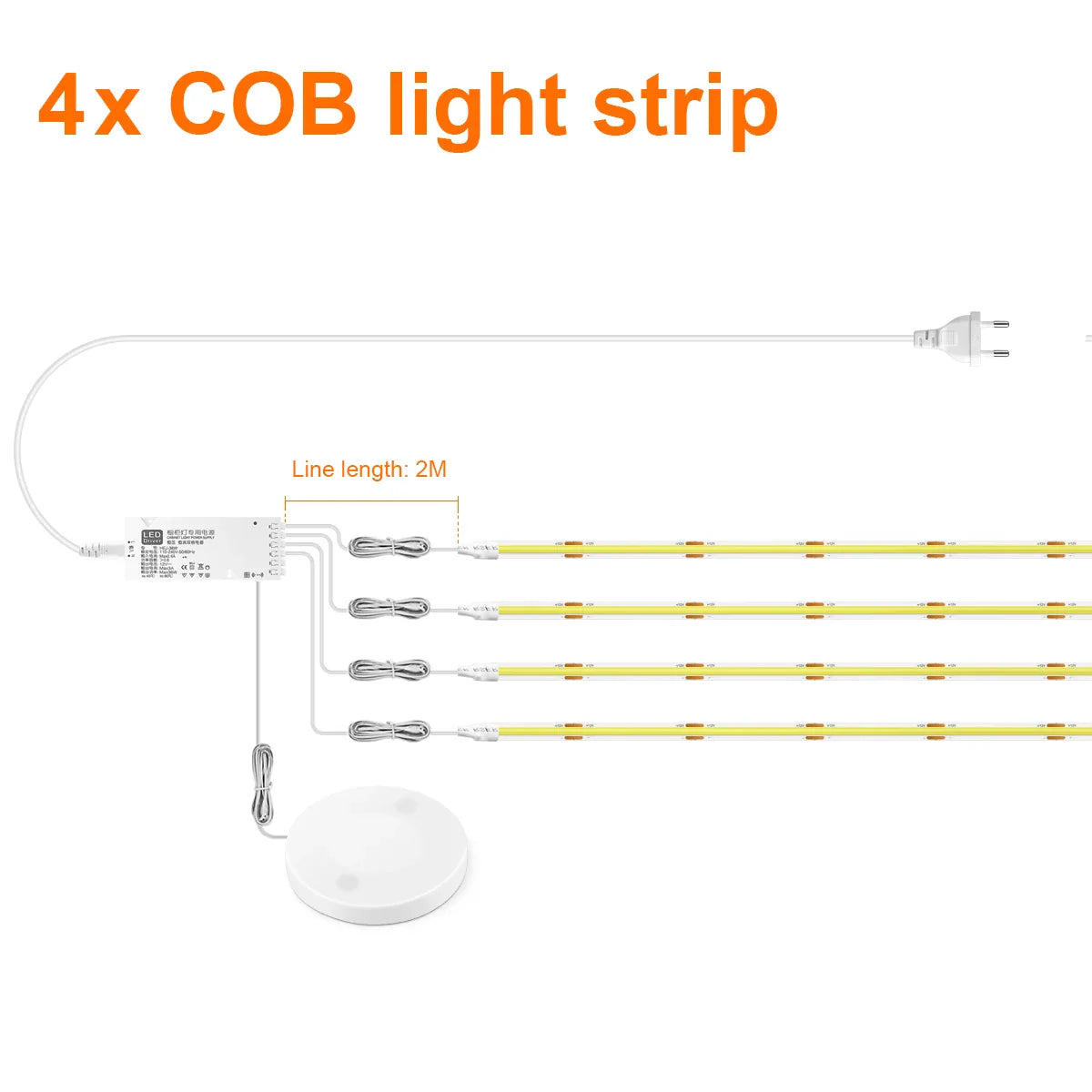 Single Power Supply Closet Dimmable Touch Sensor COB LED Strips Prily