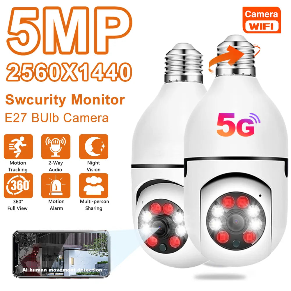 Smart AI Wireless Night Vision HD Wifi Surveillance Camera for E27 Light Bulb Socket Prily