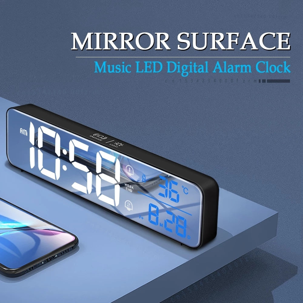 Smart Mirror Led Rechargeable Large Alarm Clock Prily