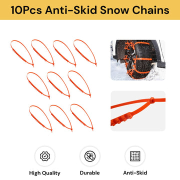 10Pcs Anti-Skid Snow Chains For Tyres