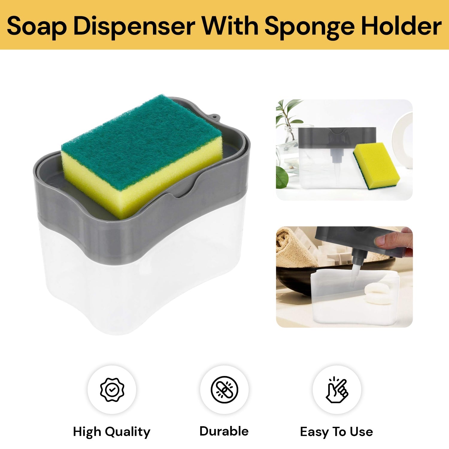 2 In 1 Soap Dispenser With Sponge Holder