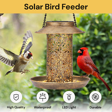 Solar Bird Feeder - Bronze - Automatic Bird Feeding Station