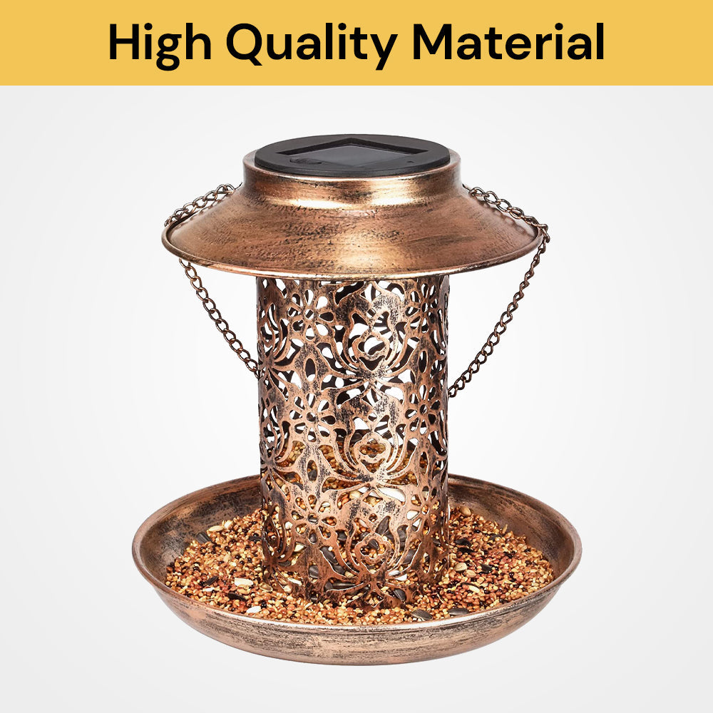 Solar Bird Feeder - Bronze - Automatic Bird Feeding Station