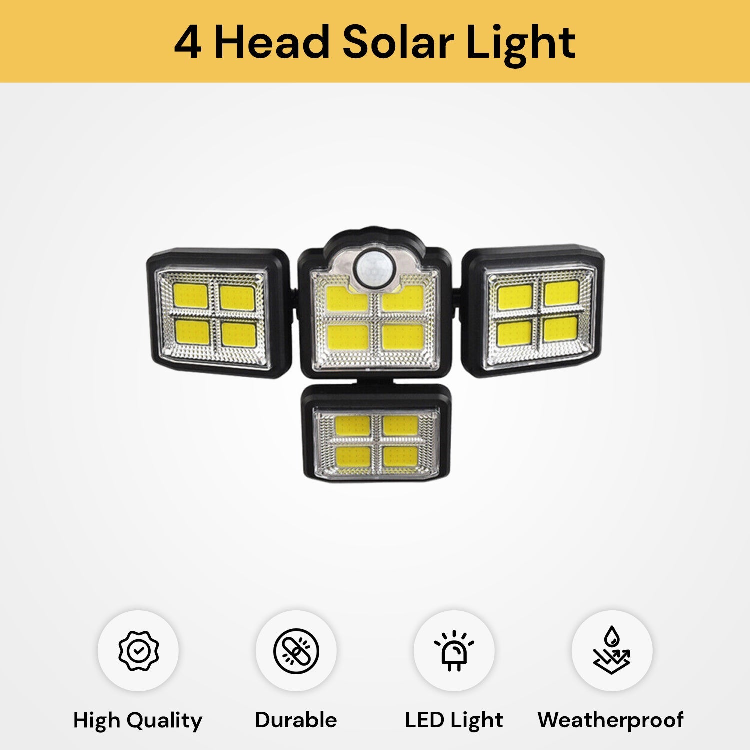 198 LEDs 4 Head Solar Light