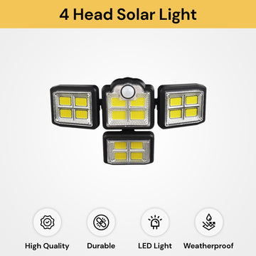 198 LEDs 4 Head Solar Light