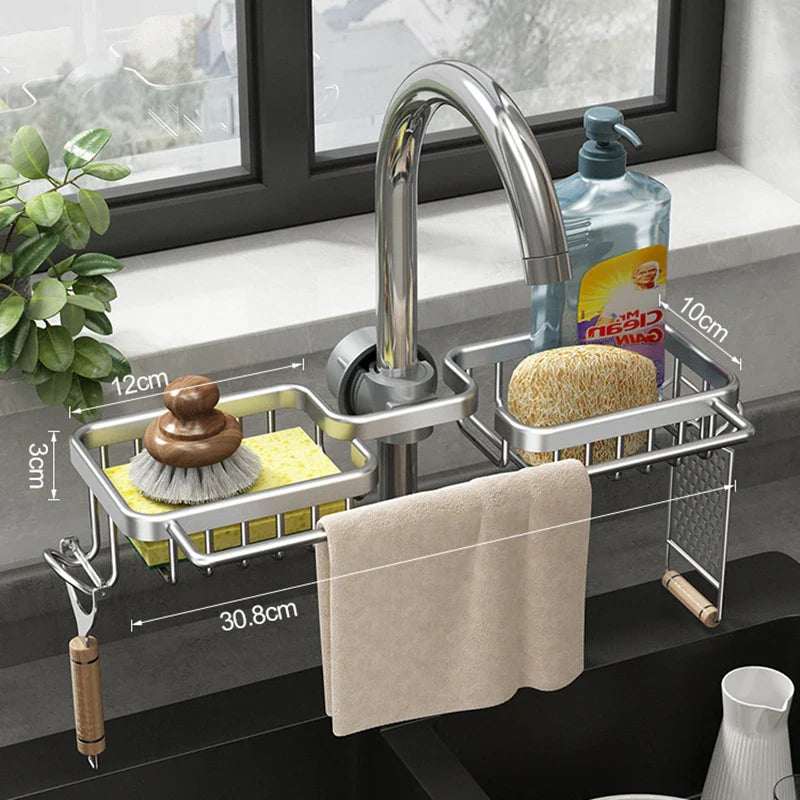 Space Aluminum Kitchen / Bathroom Multi-Purpose Organizer Rack Prily