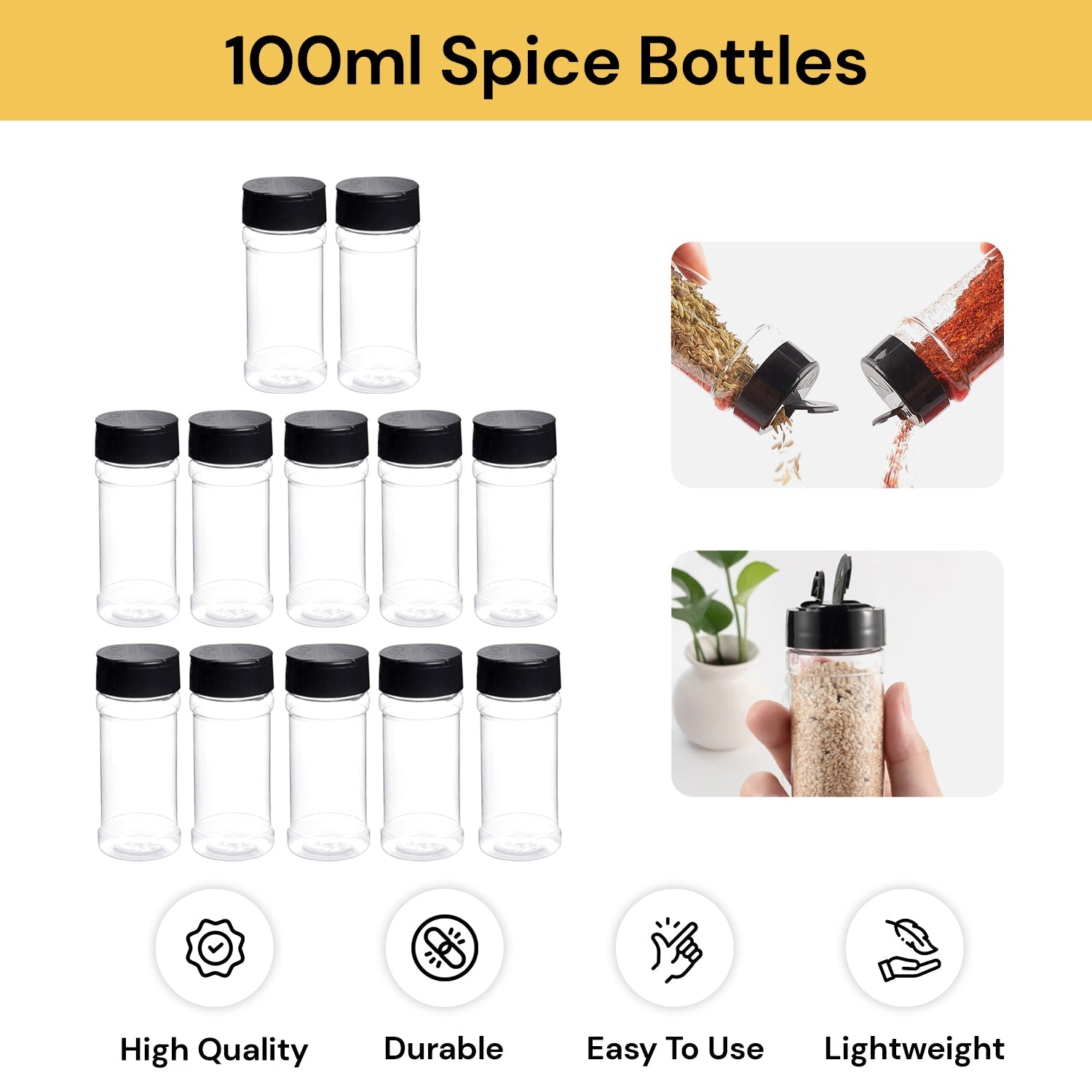 12PCs Clear 100ml Spice Bottles